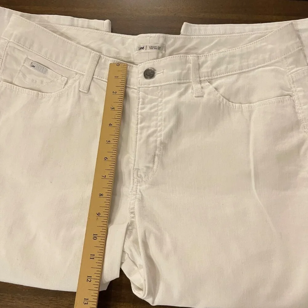 Lee Womens Relaxed Fit Straight Leg White Denim Jeans Size 16 capri